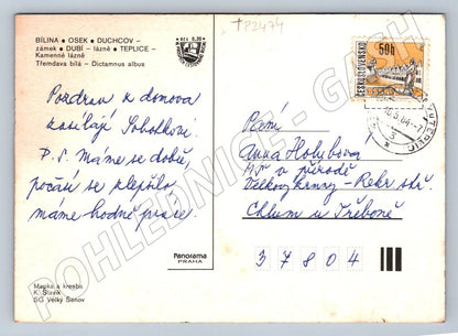 Pohlednice Teplicko mapa a koláž památek 1984 (TP2474)
