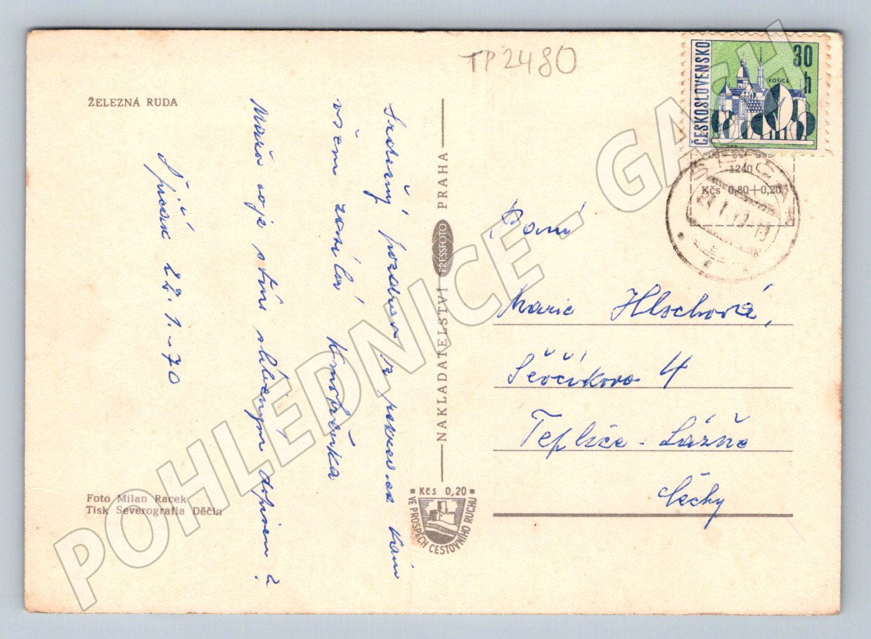 Pohlednice Železná Ruda kostel 1970 (TP2480)