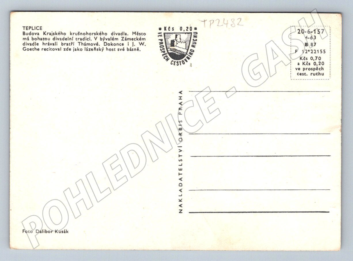 Pohlednice Teplice Krajinské divadlo zahrada 1963 (TP2482)