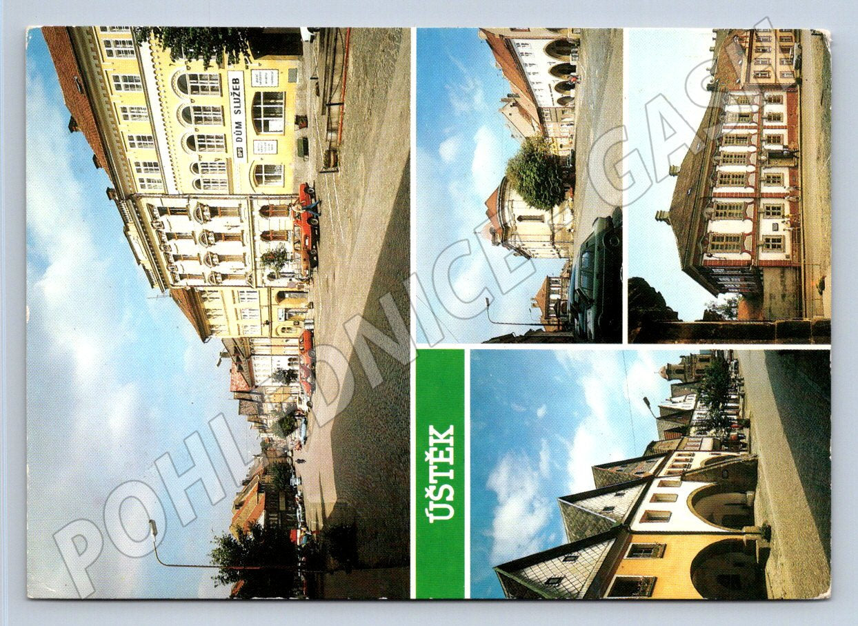 Pohlednice Úštěk koláž městských pohledů 1982 (TP2500)