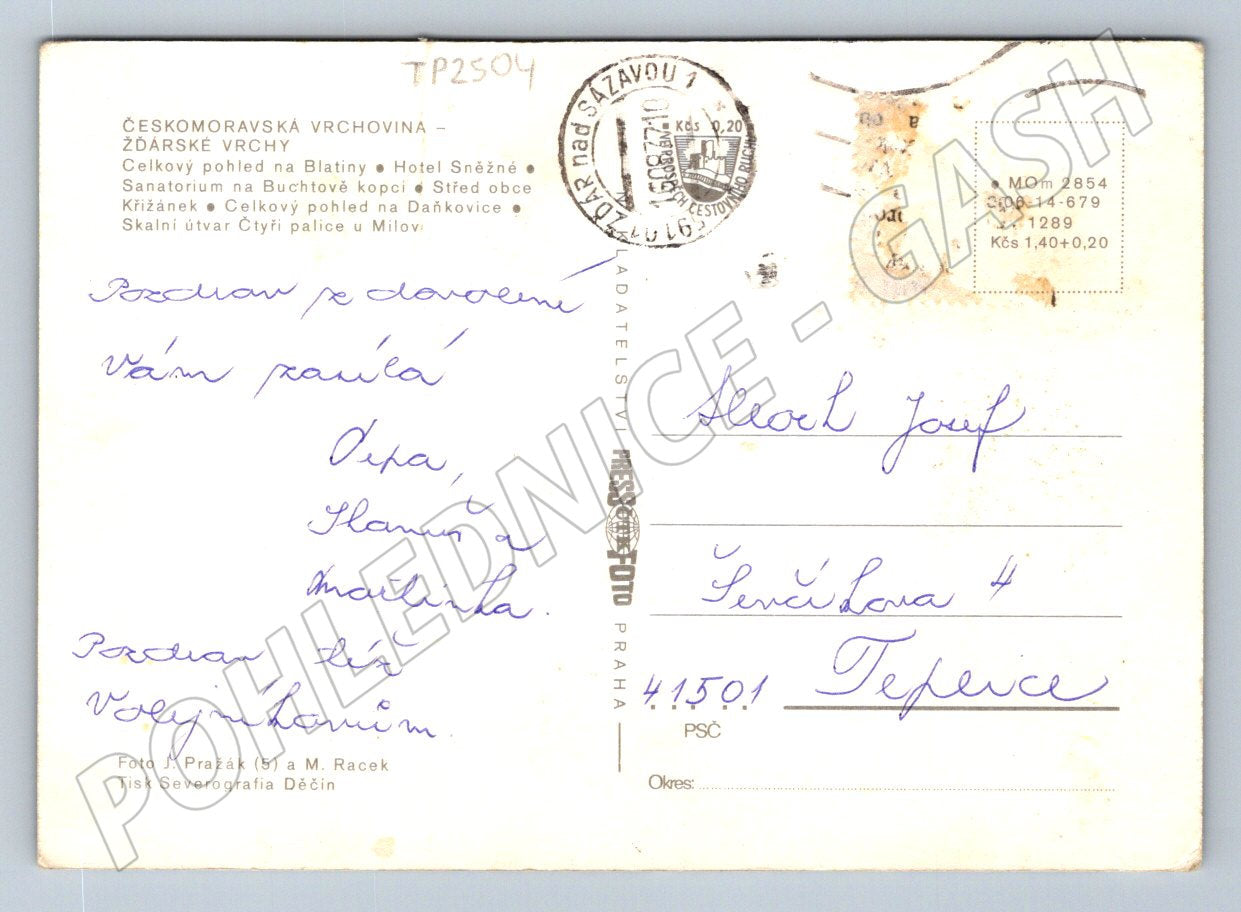 Pohlednice Žďárské vrchy 1969 (TP2504)