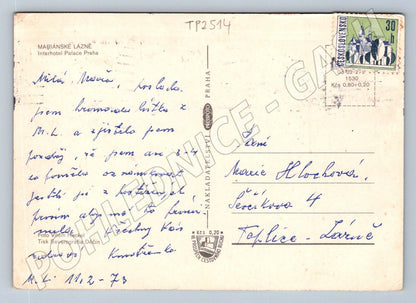 Pohlednice Mariánské Lázně Interhotel Praha 1973 (TP2514)