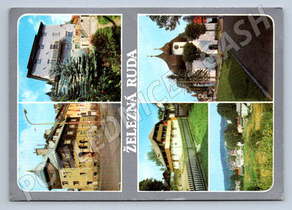 Pohlednice Železná Ruda koláž budov 1984 (TP2526)