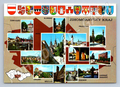 Pohlednice Jihomoravský kraj znaky a města (TP2534)