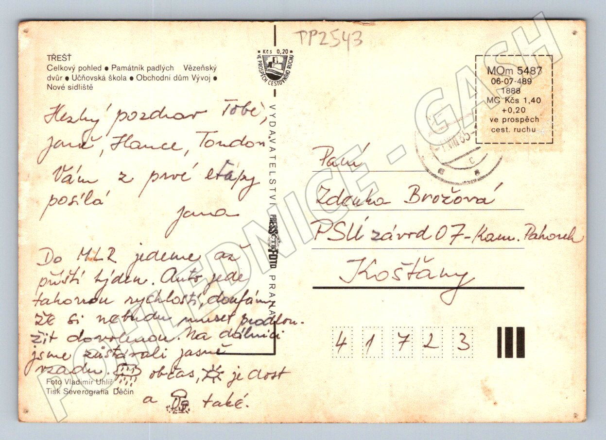 Pohlednice Třešť různé pohledy 1985 (TP2543)