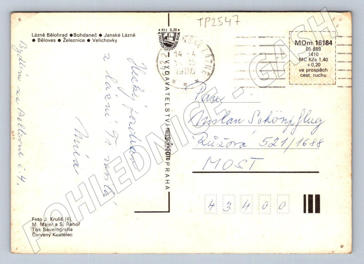Pohlednice Lázně Východních Čech 1986 (TP2547)
