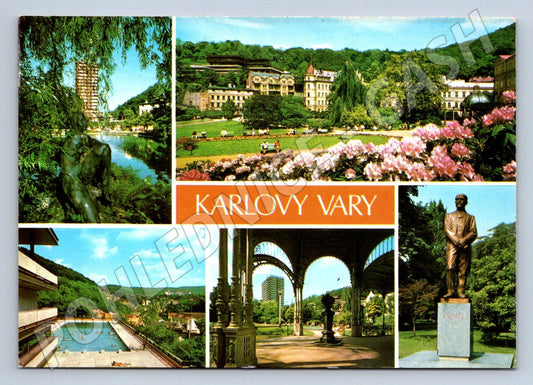 Pohlednice Karlovy Vary koláž památky lázně 1975 (TP2553)