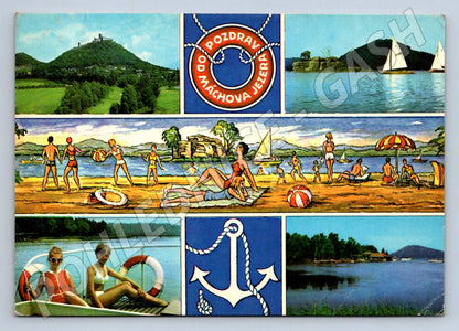 Pohlednice Máchovo jezero koupání hrad Bezděz 1973 (TP2554)