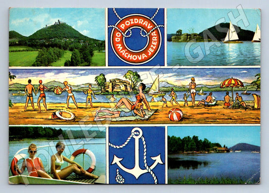 Pohlednice Máchovo jezero koupání hrad Bezděz 1973 (TP2554)