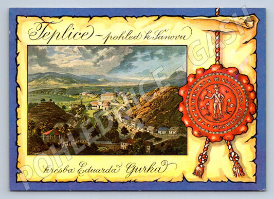 Pohlednice Teplice pohled k Šanovu kresba E. Gurk (TP2572)