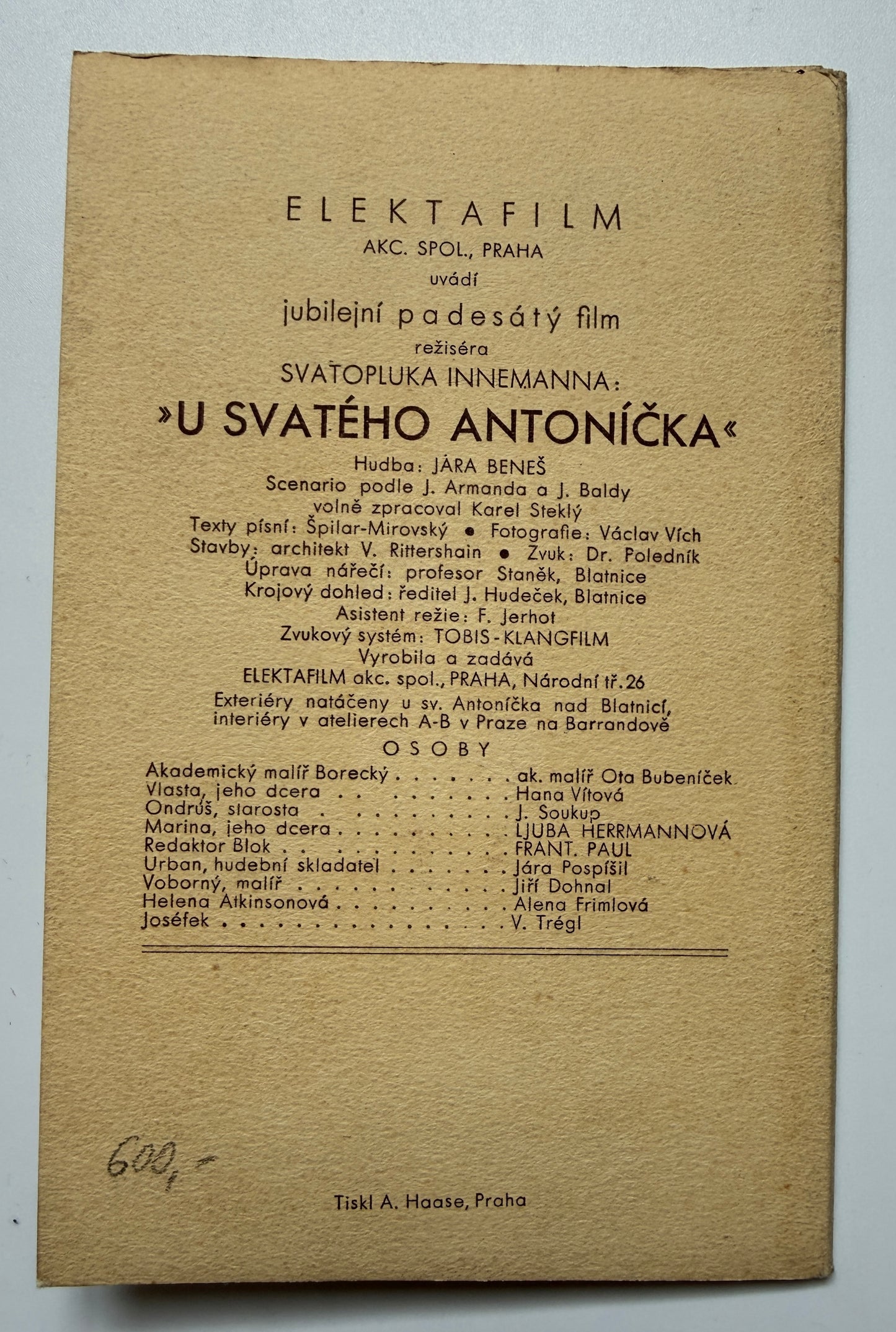 Sada pohlednic U svateho Antonicka film 1932 (BM101)