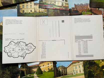 Sada pohlednic Jižní Morava hrady a zámky cca 70. léta (BM131)