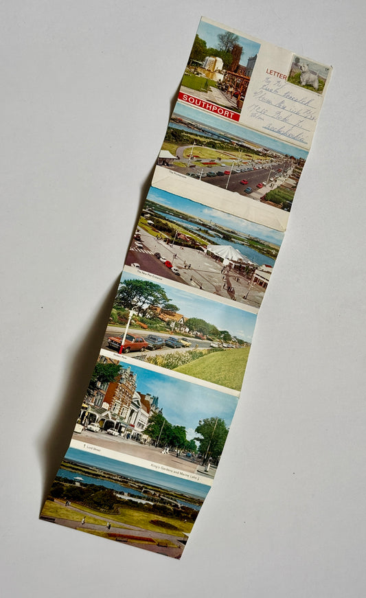 Skládací pohlednice Southport Anglie různé pohledy (BM161)